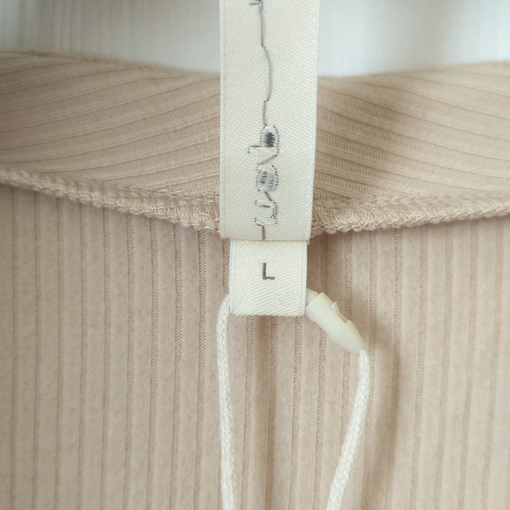 Nap Loungewear Ribbed Knit Bolero Square Neck Long Flared Sleeve Top Cream L — image 5 of 8